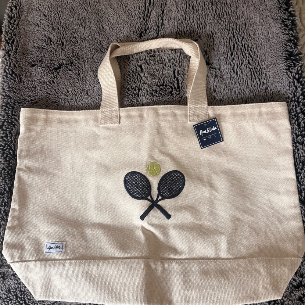 Ame & Lulu Cream Tennis Canvas Tote